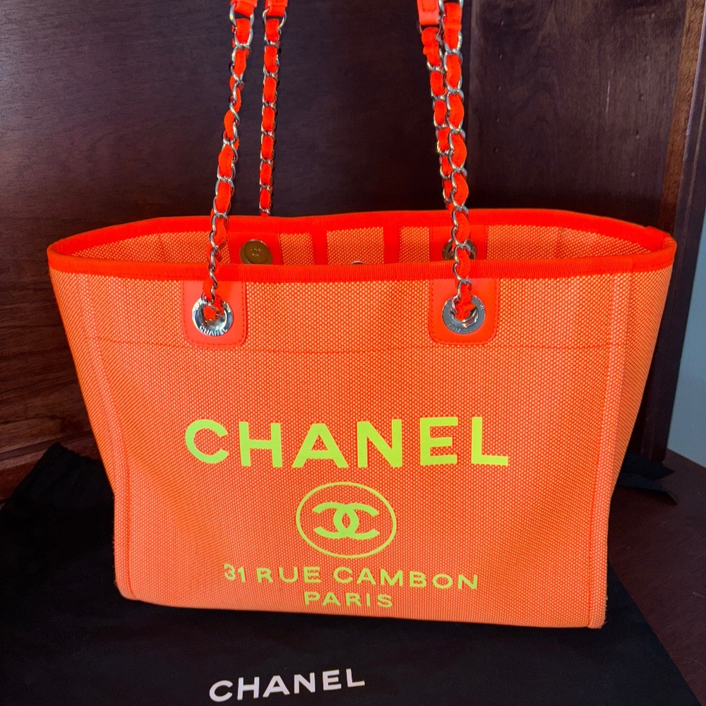 CHANEL Orange Tote Bag with Neon‎ Accents